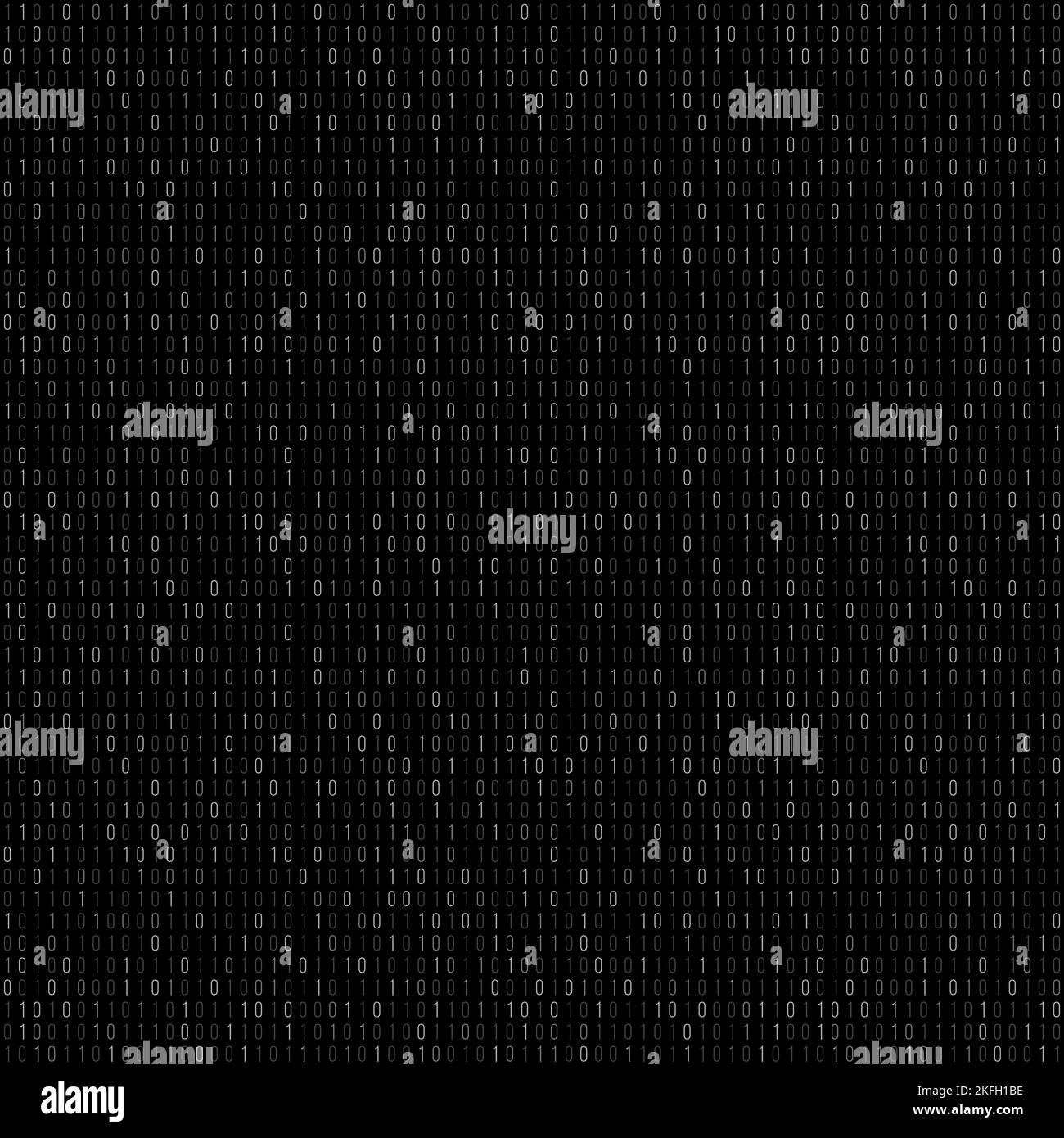 Computerdatenmuster. Nahtloser Vektorhintergrund mit Binärcode. Zero One Algorithmus Einfache schwarze Textur. Stock Vektor