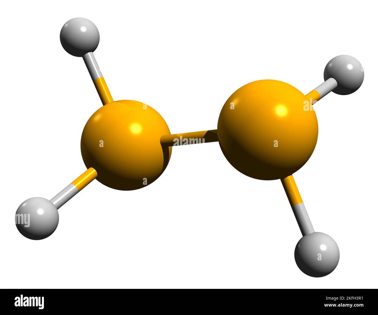 3D Bild von Hydrazin Skelettformel - molekularchemische Struktur der anorganischen Verbindung Diamine auf weißem Hintergrund isoliert Stockfoto