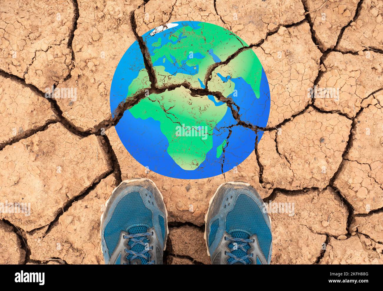 Globale Erwärmung, Dürre, Afrika, Klimawandel, Cop 27, Nullpunkt, steigende Temperaturen... Konzept Stockfoto