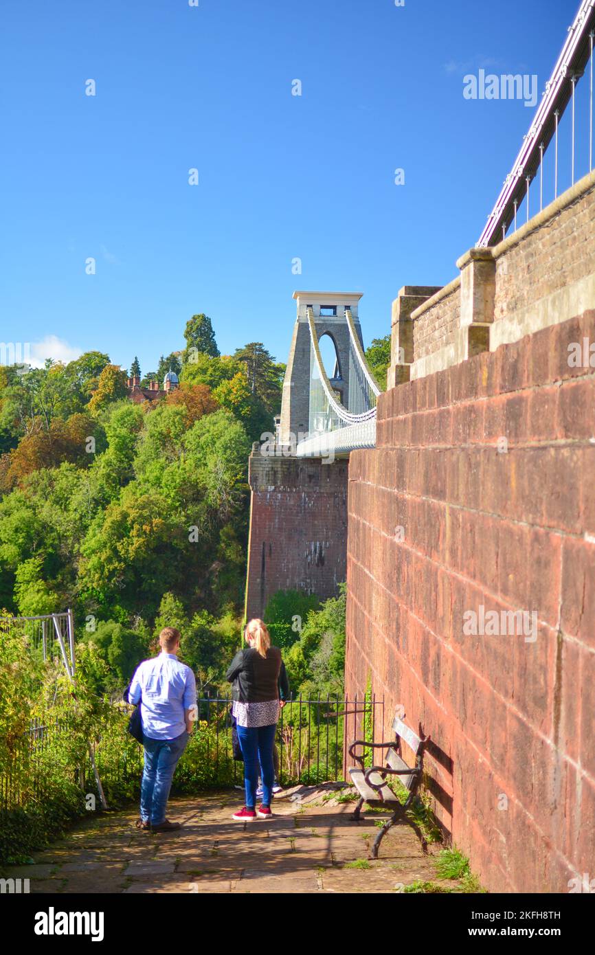 Bristol Clifton Hängebrücke, entworfen und gebaut von Isambard Kingdom Brunel in Bristol England Großbritannien Stockfoto