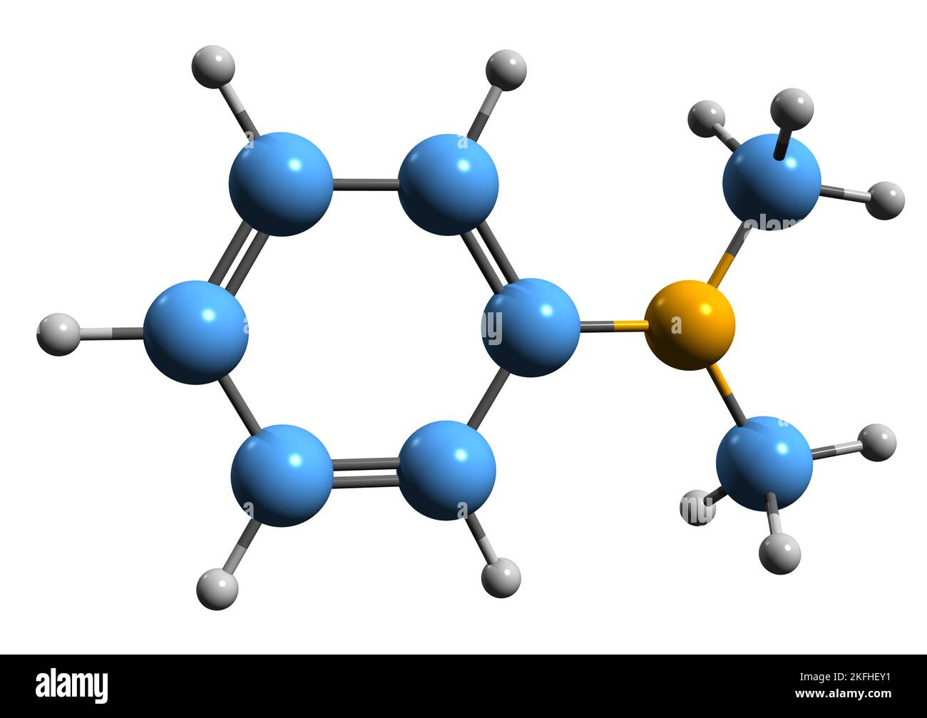 3D Abbildung der Skelettformel von Dimethylanilin molekularchemische