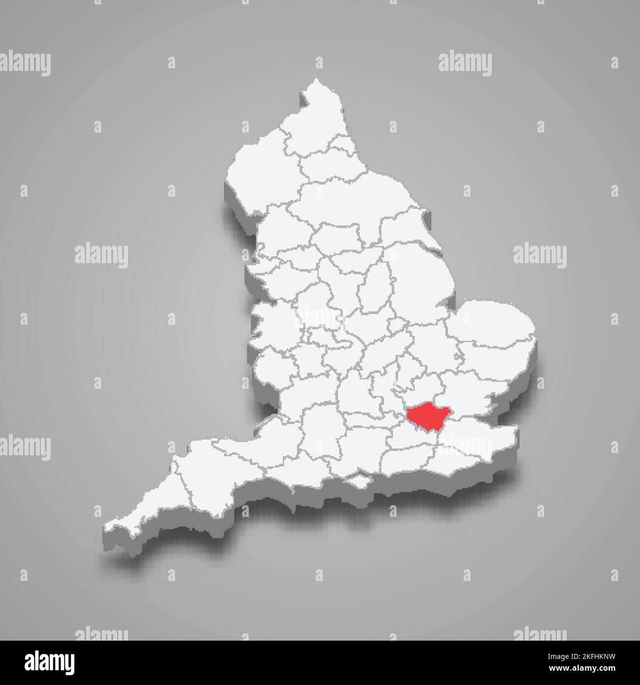 Greater London County Lage innerhalb von England 3D isometrische Karte Stock Vektor