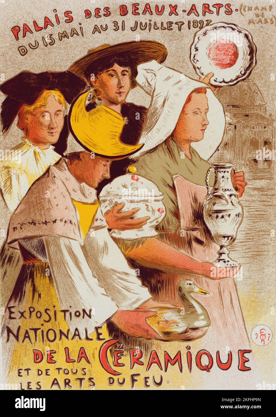 Affiche pour l' „Exposition nationale de la C&#xe9;ramique et de tous les Arts du feu“., c1899. [Herausgeber: Imprimerie Chaix; Ort: Paris] Stockfoto