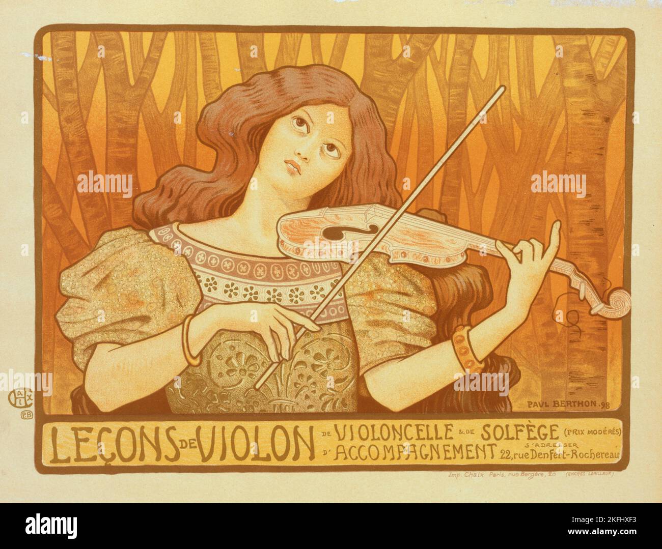 Affiche pour „Le&#XE7;ons de Violon“, c1899. [Herausgeber: Imprimerie Chaix; Ort: Paris] Stockfoto