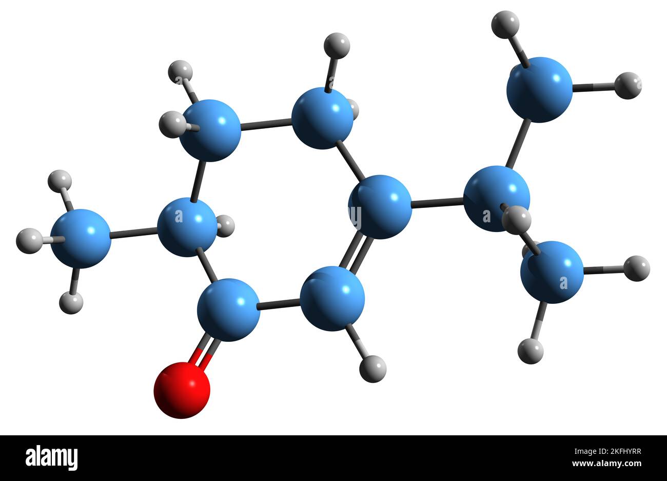 3D Bild der Skelettformel von Carvenone - molekularchemische Struktur von Terpen isoliert auf weißem Hintergrund Stockfoto