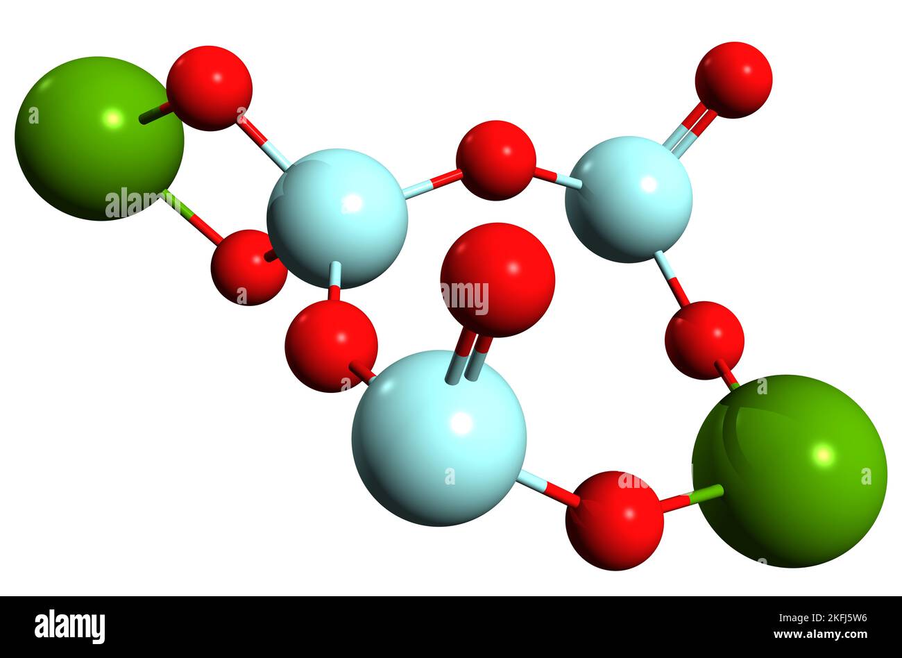 3D Bild der Skelettformel aus Magnesium-Trisilikat - molekularchemische Struktur der anorganischen Verbindung, isoliert auf weißem Hintergrund Stockfoto