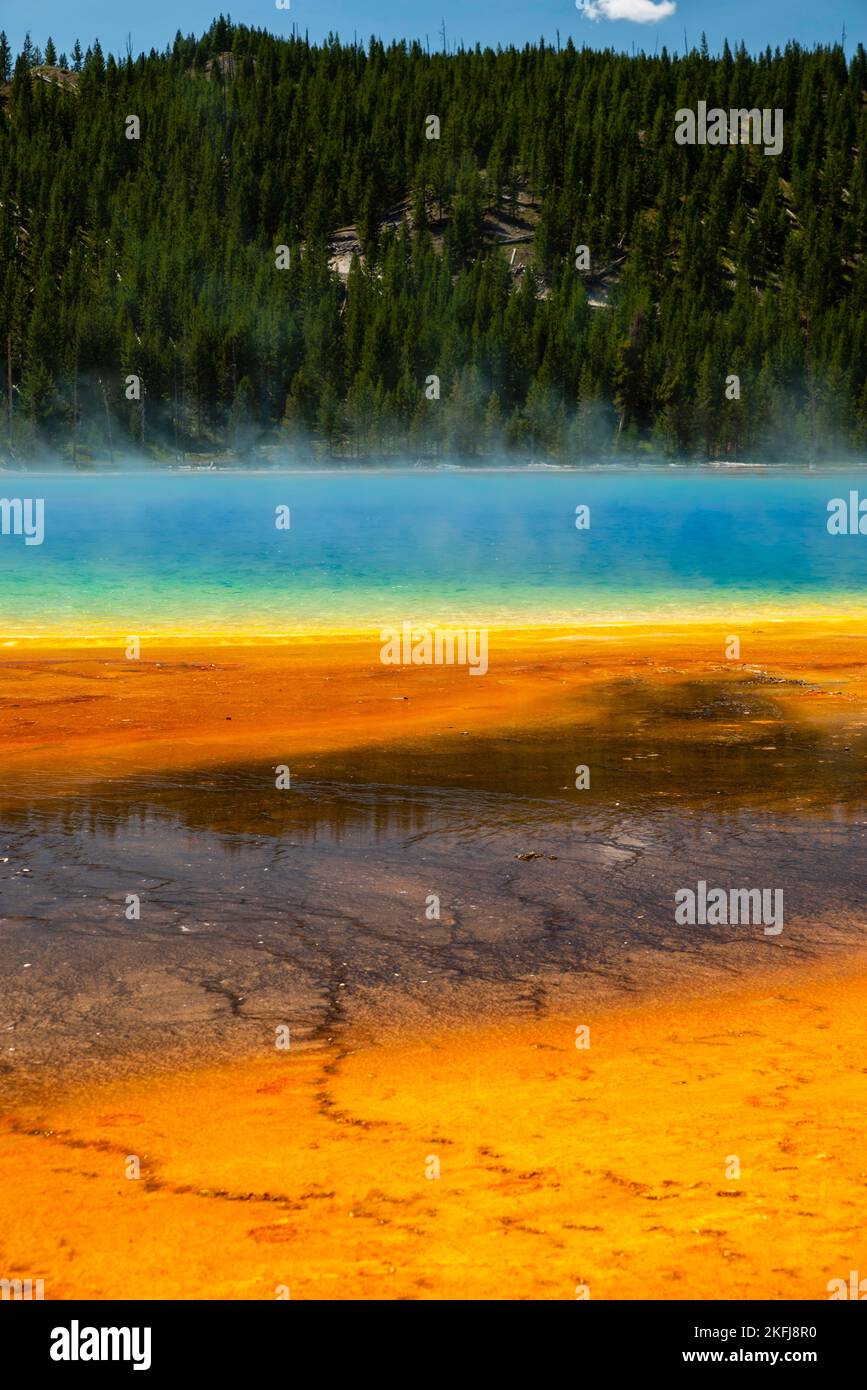 Ein Foto von Grand Prismatic Spring aus Midway Geyser Basin; Yellowstone National Park; Wyoming, USA. Stockfoto