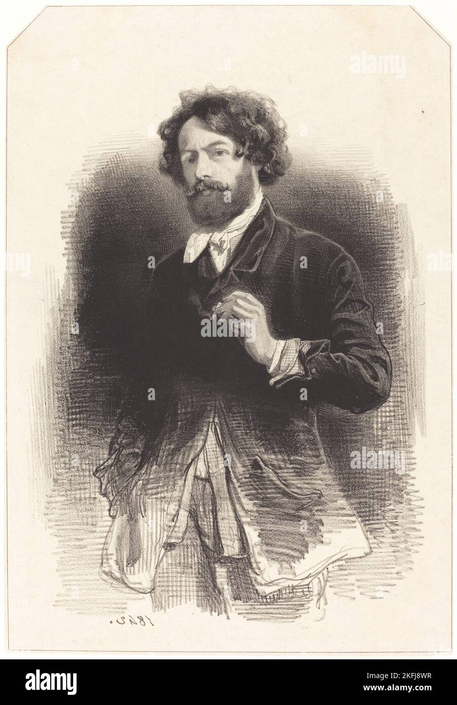 Selbstporträt mit einer Zigarette, 1842. Stockfoto