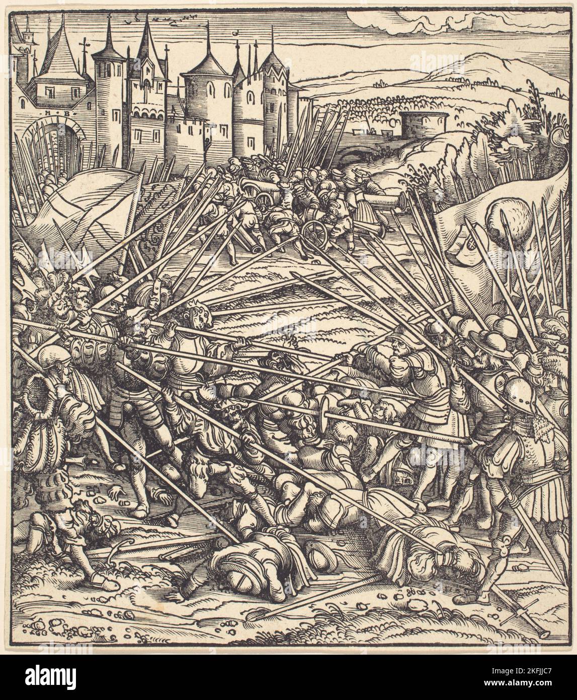 Schlacht der Fußsoldaten mit Lances. Stockfoto