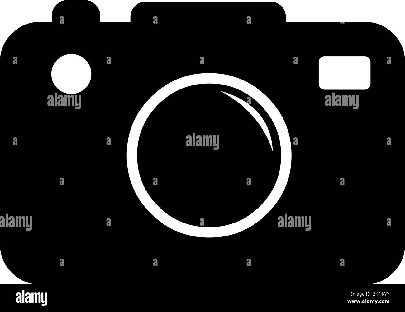 Vektordarstellung eines Bildsymbols einer Fotokamera in Schwarzweiß Stock Vektor