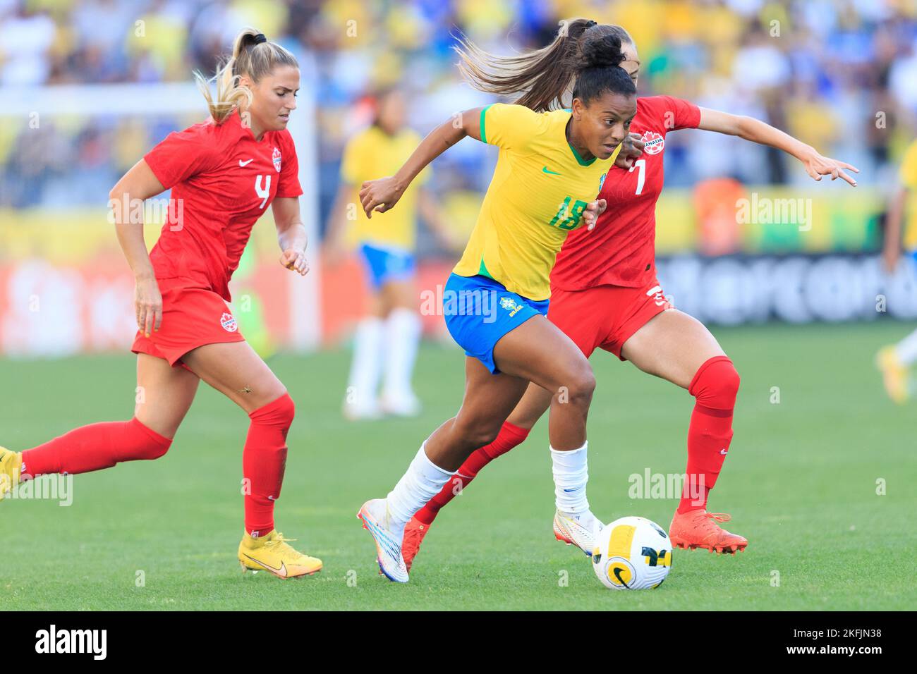 SAO PAULO, BRASILIEN - 15. NOVEMBER: Geyse von Brasilien während des Freundschaftsspiels der Frauen zwischen Brasilien und Kanada in der Neo Química Arena am November Stockfoto