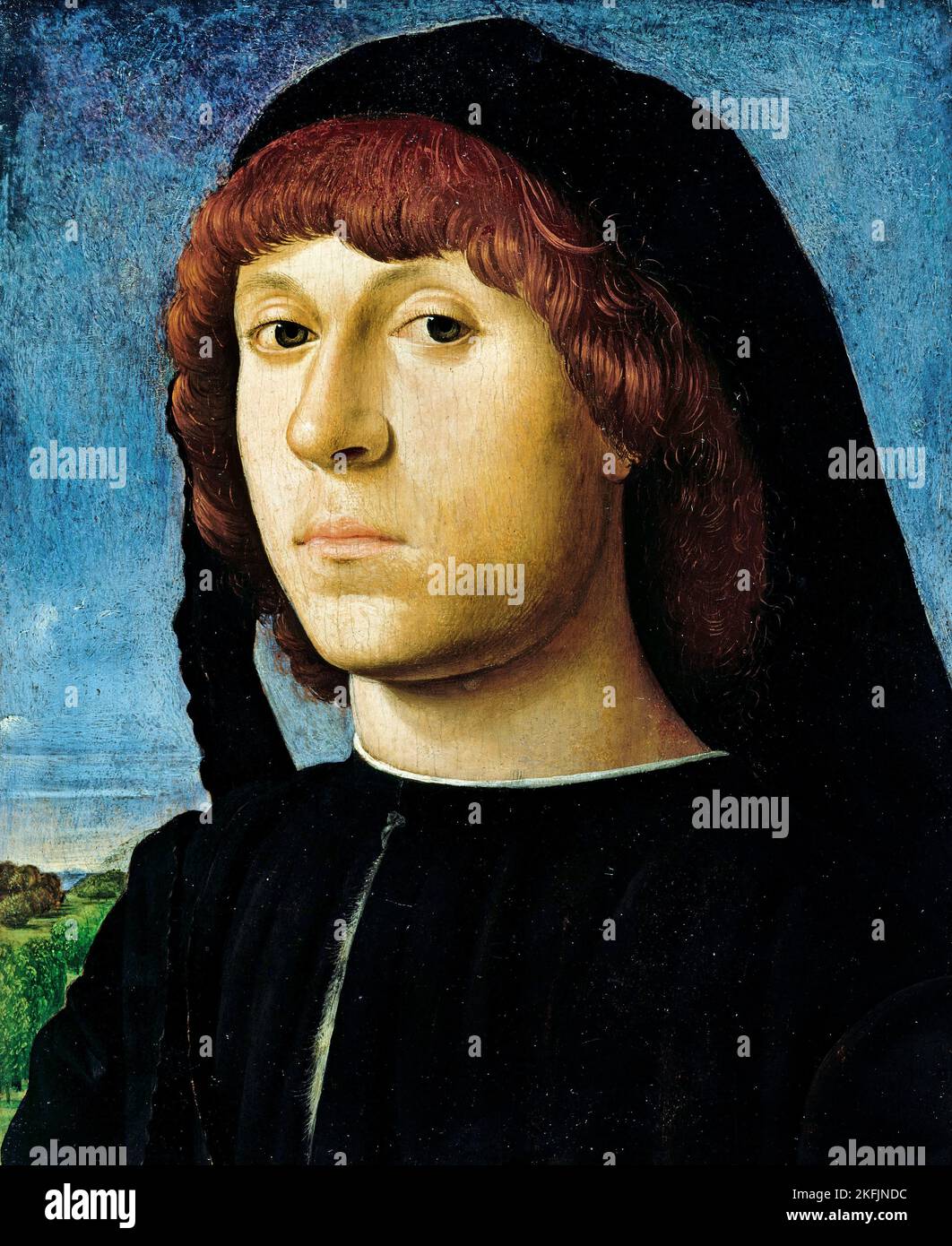 Antonello da Messina; Porträt eines jungen Mannes; 1478; Öl auf Tafel; Gemaldegalerie Alte Meister, Dresden, Deutschland. Stockfoto