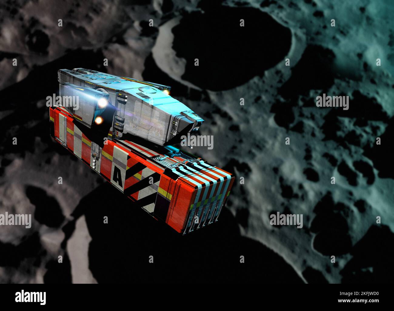 Moon Mining Cargo Vehicle, konzeptionelle Illustration Stockfoto