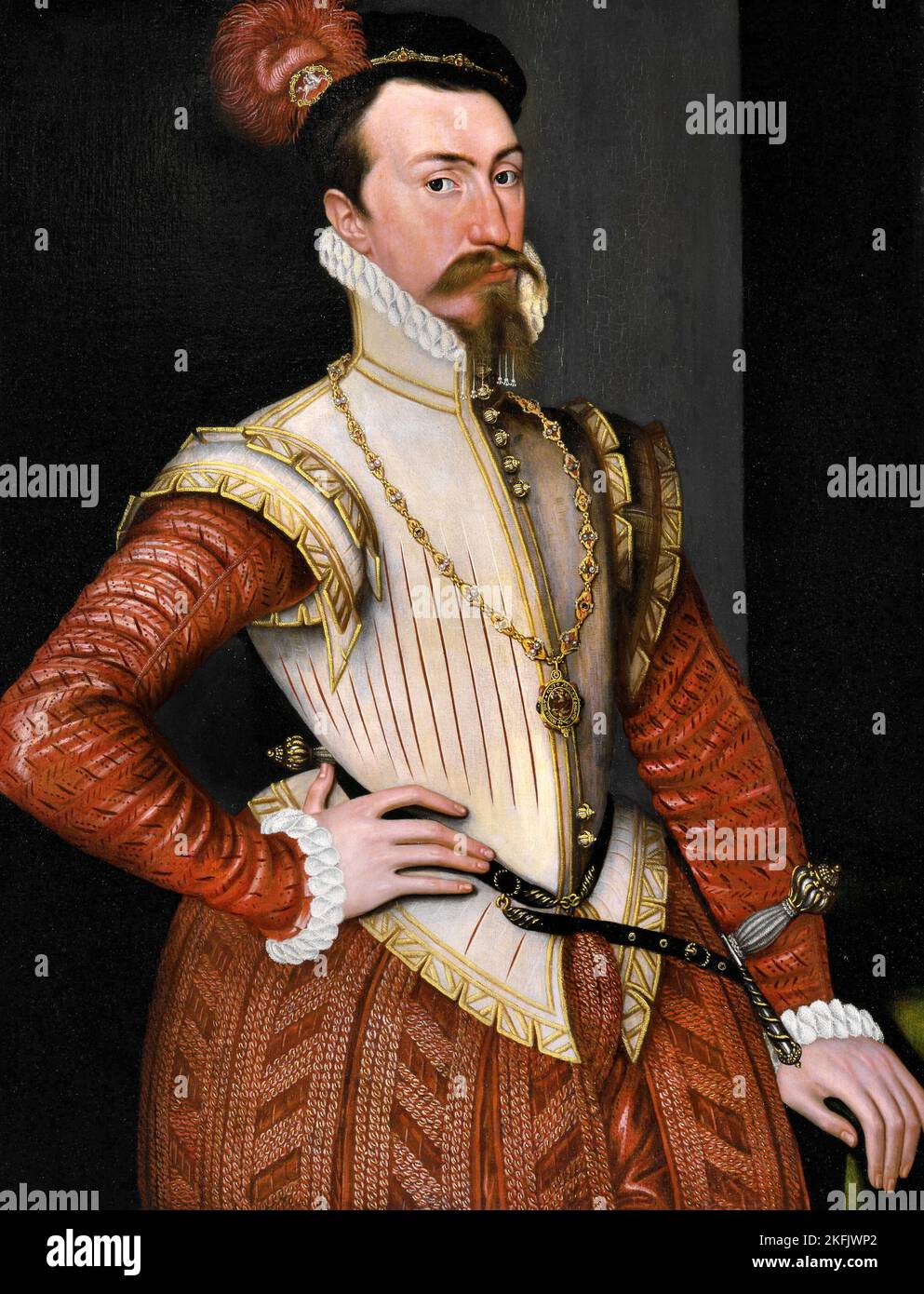 Steven van der Muelen; Robert Dudley, 1. Earl of Leicester; um 1560; Öl auf Tafel; Yale Center for British Art, New Haven, USA. Stockfoto
