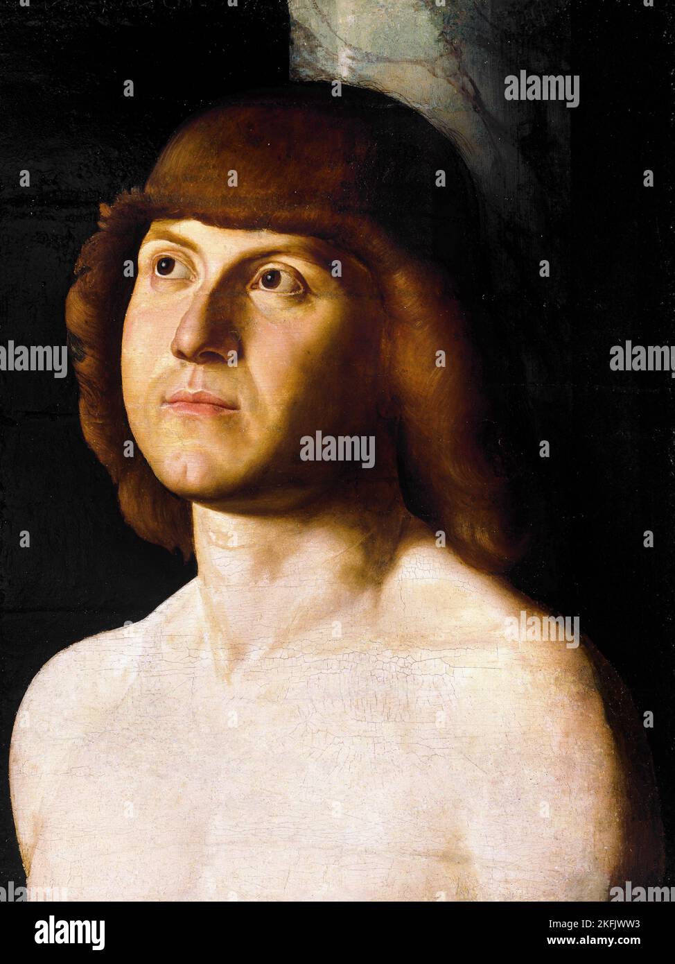 Anhänger von Antonello da Messina; Heiliger Sebastian; Ende des 15.. Jahrhunderts; Öl auf Tafel; Brooklyn Museum, New York, USA. Stockfoto