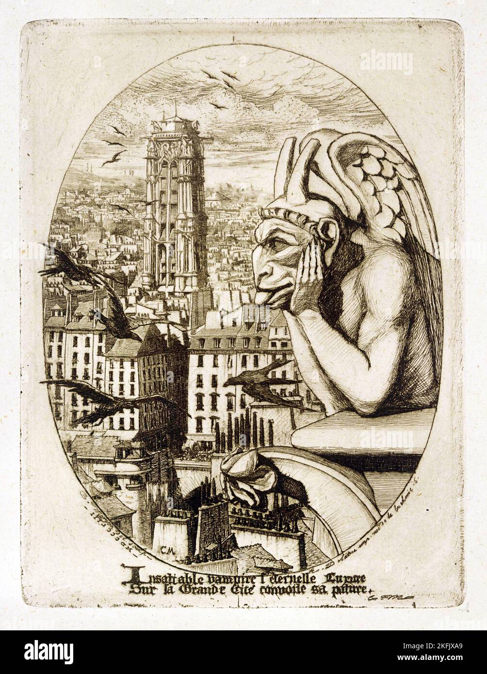 Charles Meryon; Le Stryge; 1853; Radierung auf Papier; The Phillips Collection, Washington, D.C., USA. Stockfoto