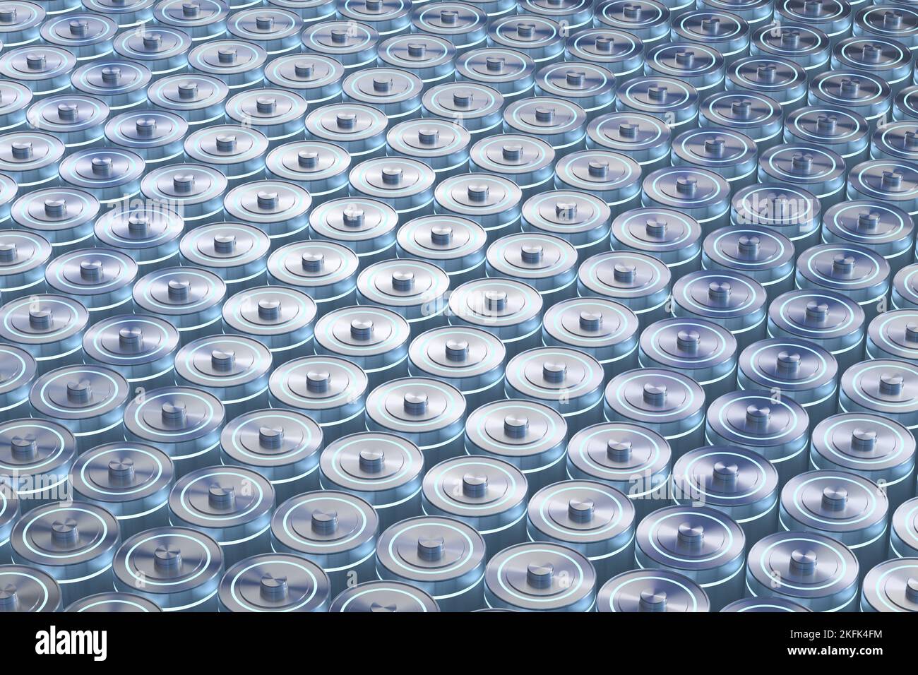 3D Rendering-Gruppe von Alkali- und li-Ionen- oder wiederaufladbaren Batterien Stockfoto