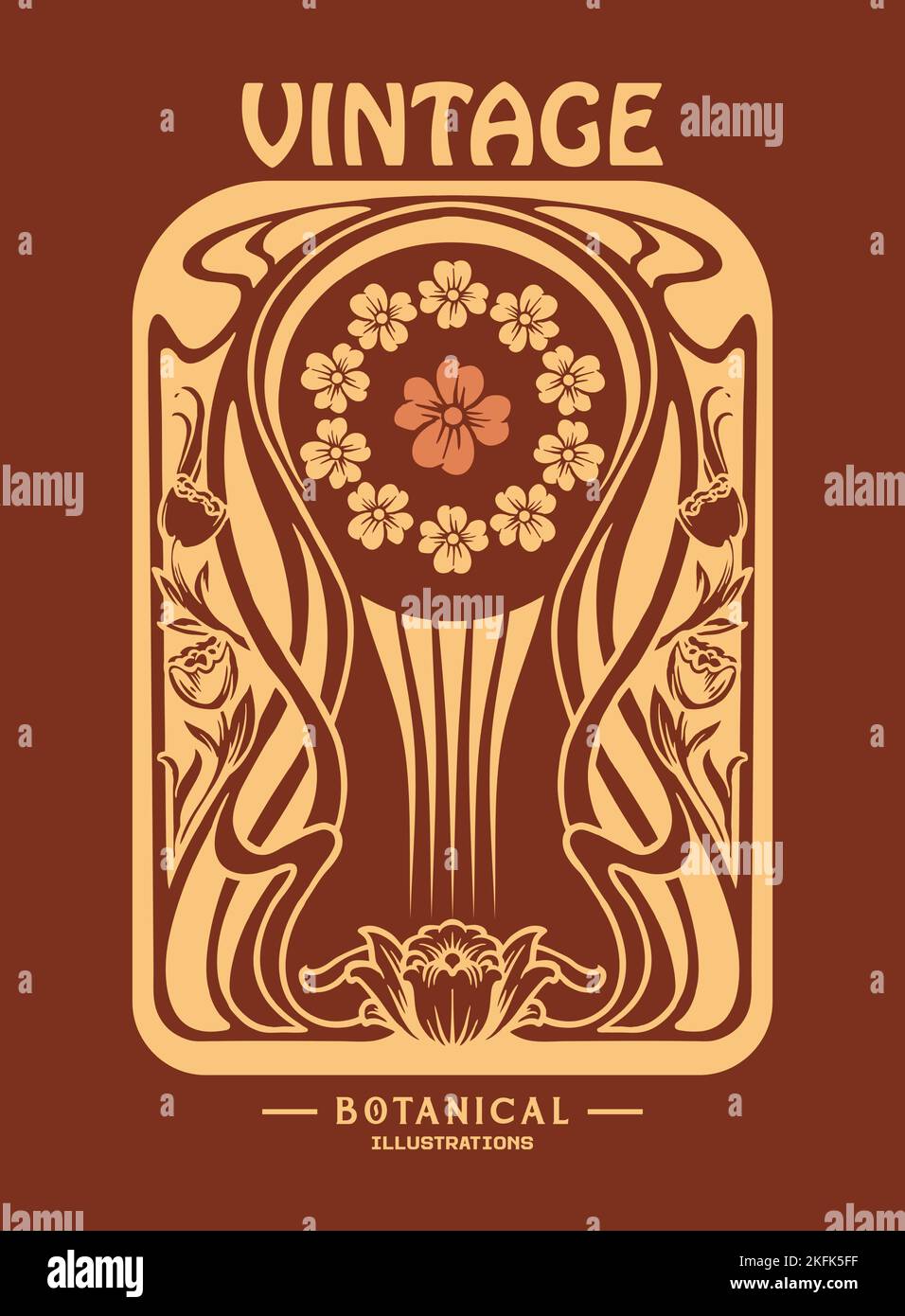 Art Nouveau klassische florale Label Illustration Vektor-Illustrationen für Ihre Arbeit Logo, Merchandise T-Shirt, Aufkleber und Label-Designs, Poster Stock Vektor