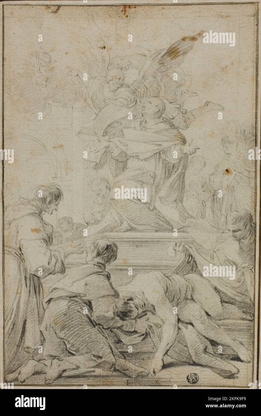 San Carlo Borraomeo intervenieren für Pestopfer, n.d. Stil von Sebastiano Conca. Stockfoto