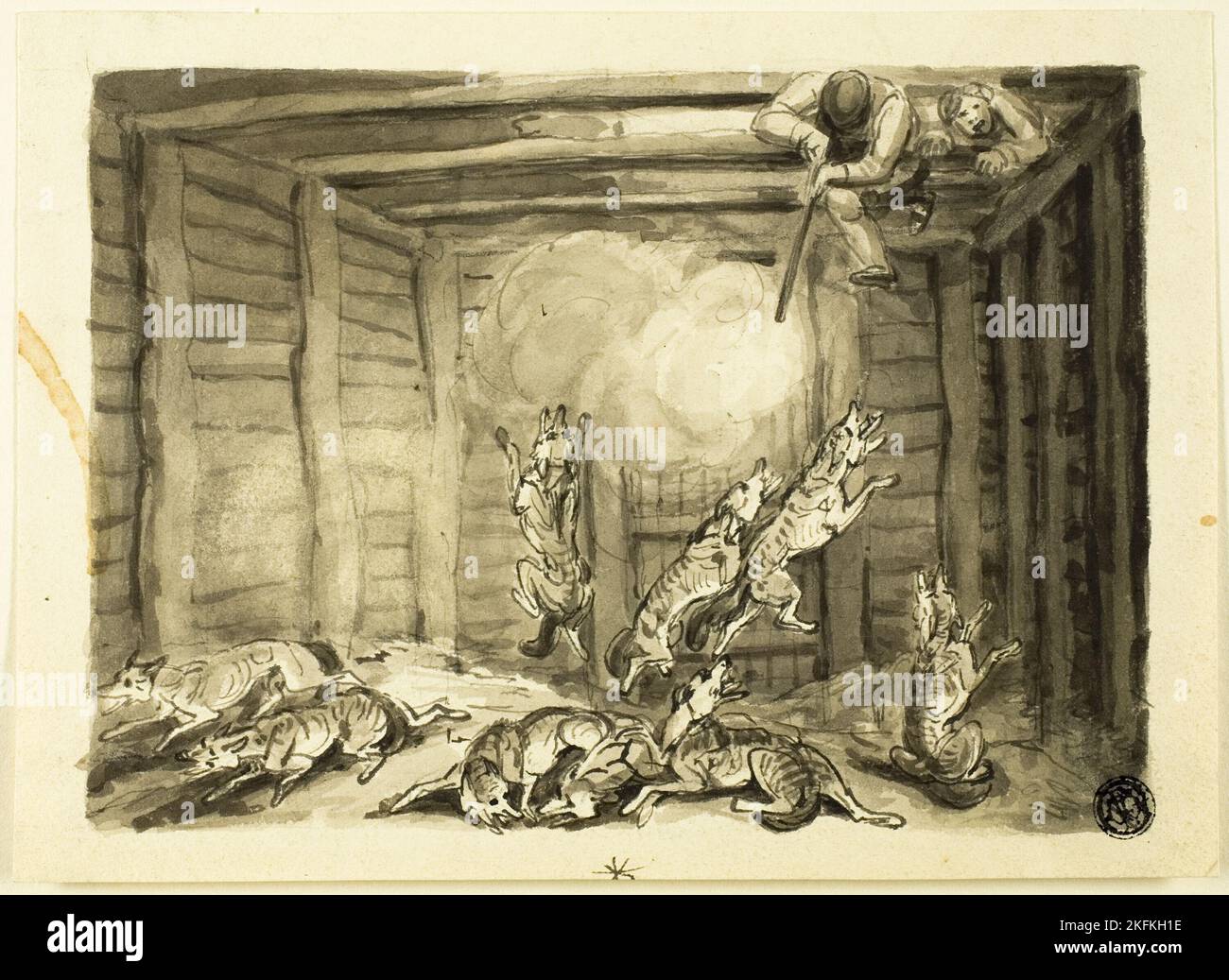 Wolf Hunt in Russland, n.d. Samuel Howett zugeschrieben. Stockfoto