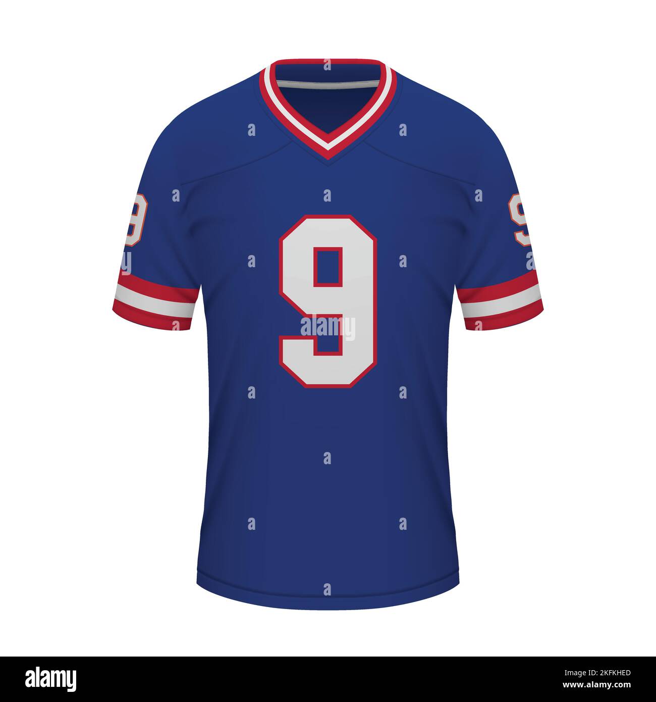 Realistisches amerikanisches Fußballtrikot der New York Giants, Trikotvorlage für Sportuniform Stock Vektor