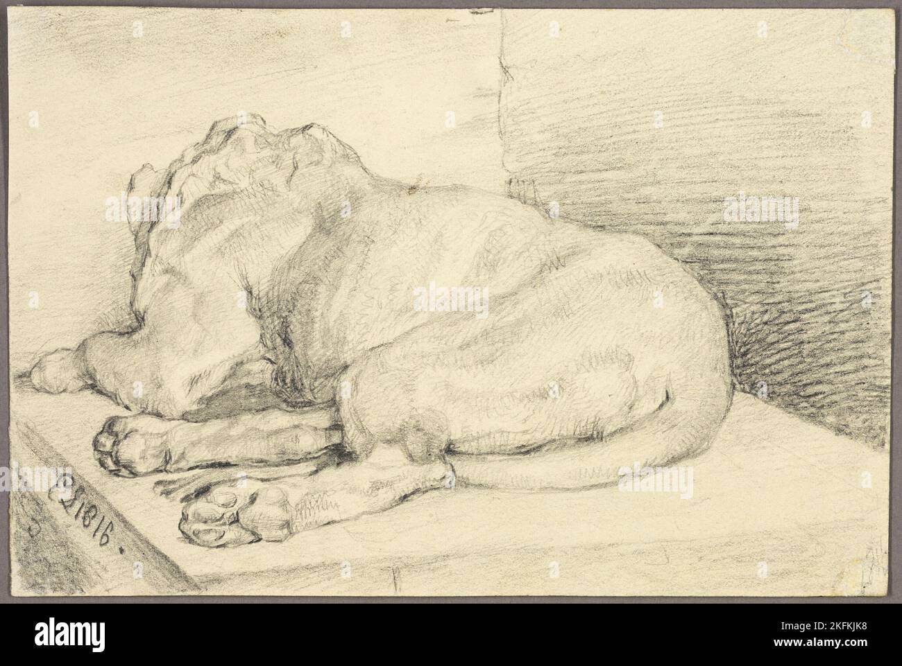 Liegender Löwe, Von Hinten, 1816. Edwin Henry Landseer zugeschrieben. Stockfoto