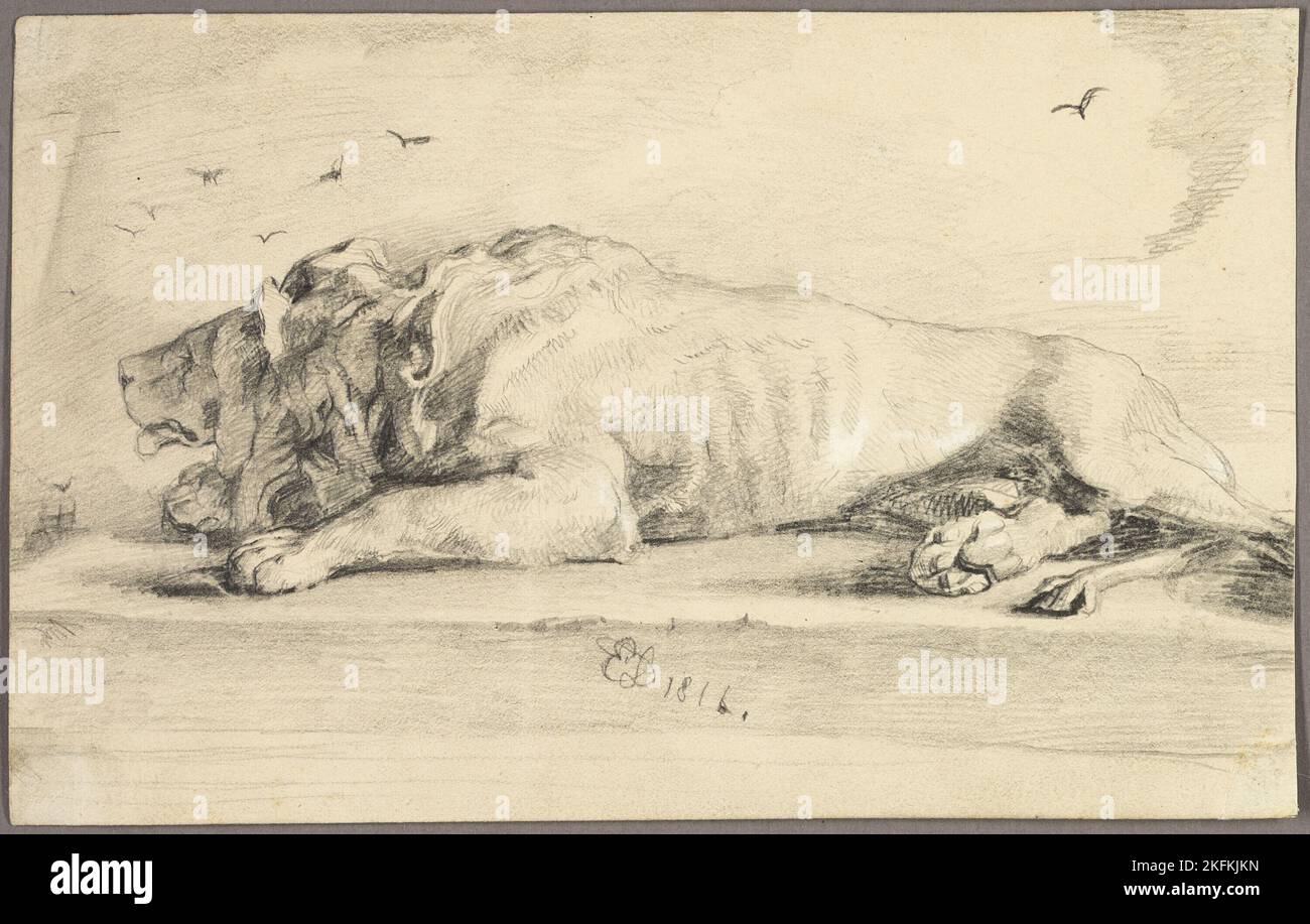 Liegender Löwe, 1816. Edwin Henry Landseer zugeschrieben. Stockfoto