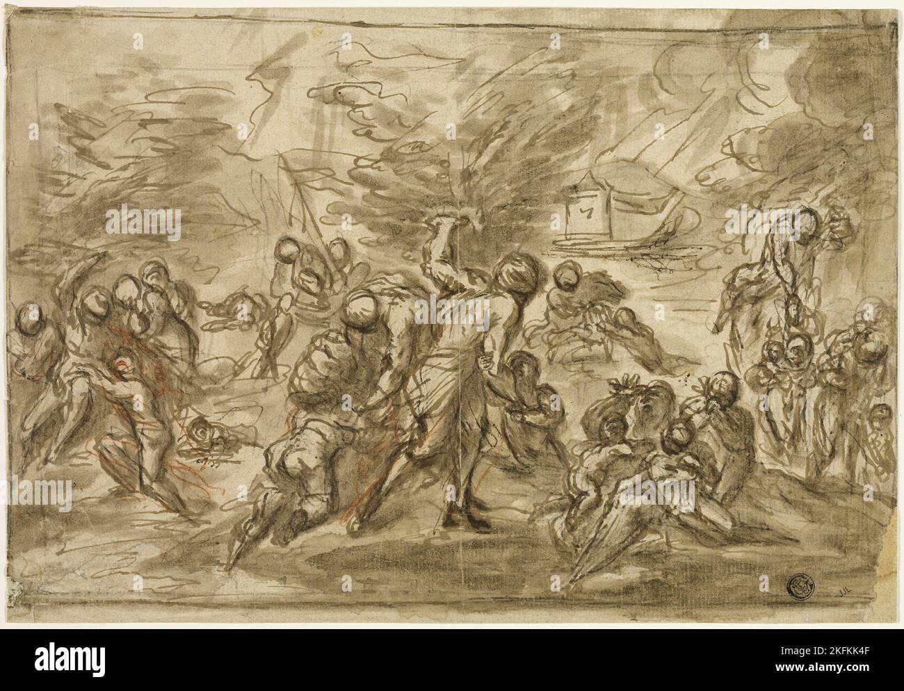 The Sinfluge, n.d. Andrea dei Michieli zugeschrieben. Stockfoto