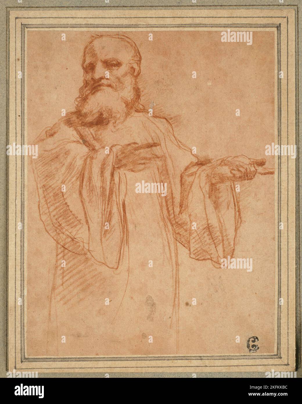 Hl. Benedikt gestikelt nach links: Studie zur Krönung der Jungfrau, 1520/23. Stockfoto