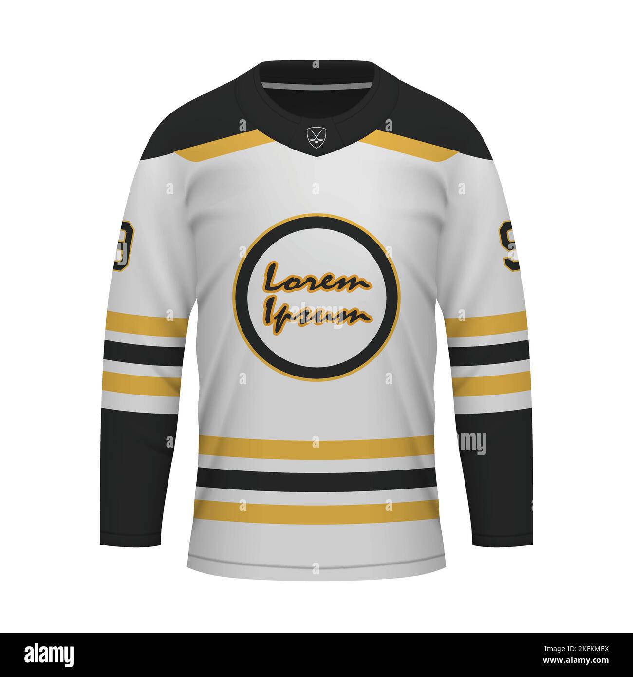 Realistisches Eishockey Auswärtstrikot Boston, Hemdvorlage für Sportuniform Stock Vektor