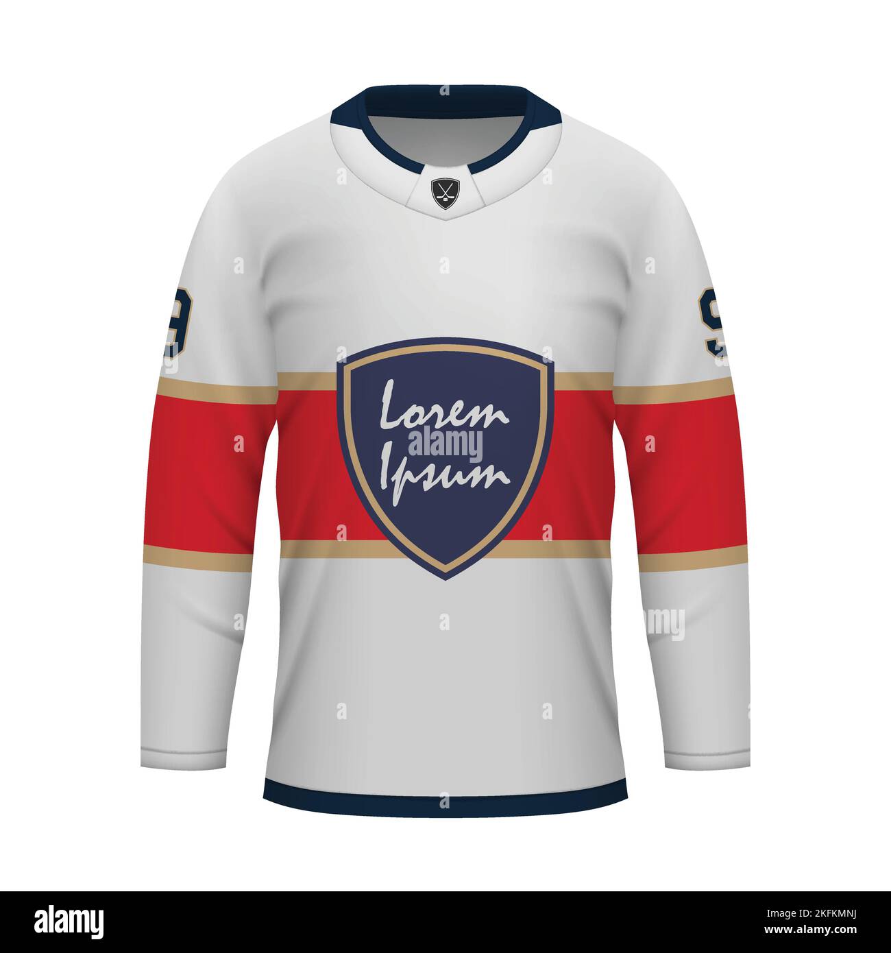 Realistisches Eishockey Auswärtstrikot Florida, Hemdvorlage für Sportuniform Stock Vektor