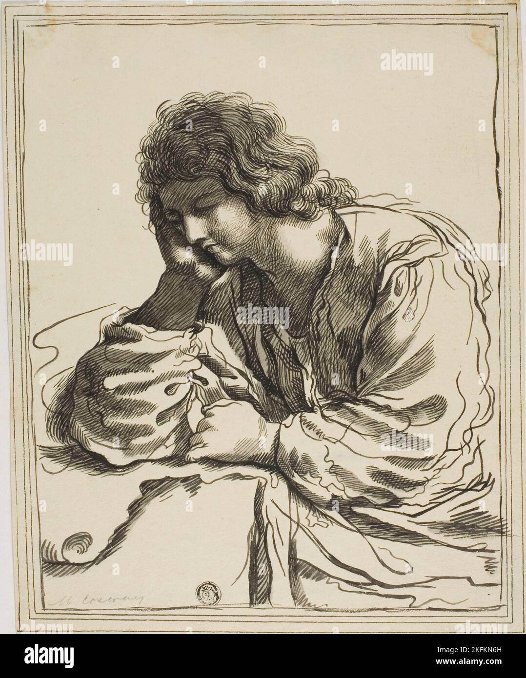 Der heilige Johannes der Evangelist in der Meditation, nach 1650. Stockfoto