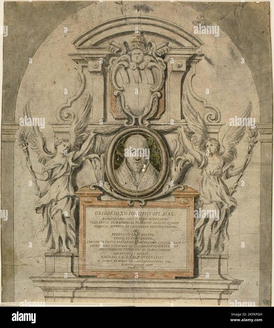 Entwurf für das Denkmal für Papst Gregor XV, n.d. Stockfoto