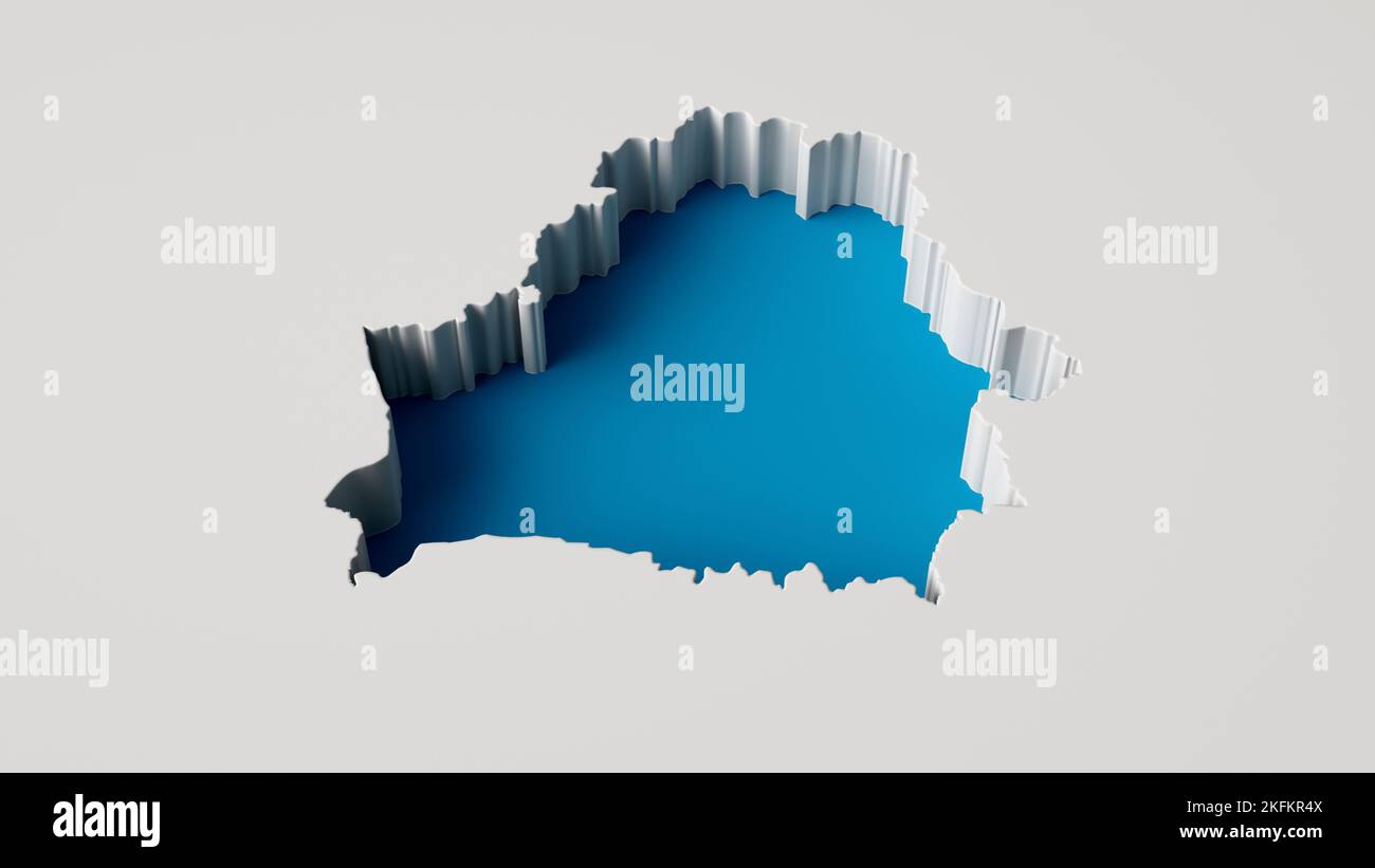 Eine abbildung von belarus Karte aus dem jahr 3D mit innerem Extruder Meerestiefe mit innerem Schatten Stockfoto