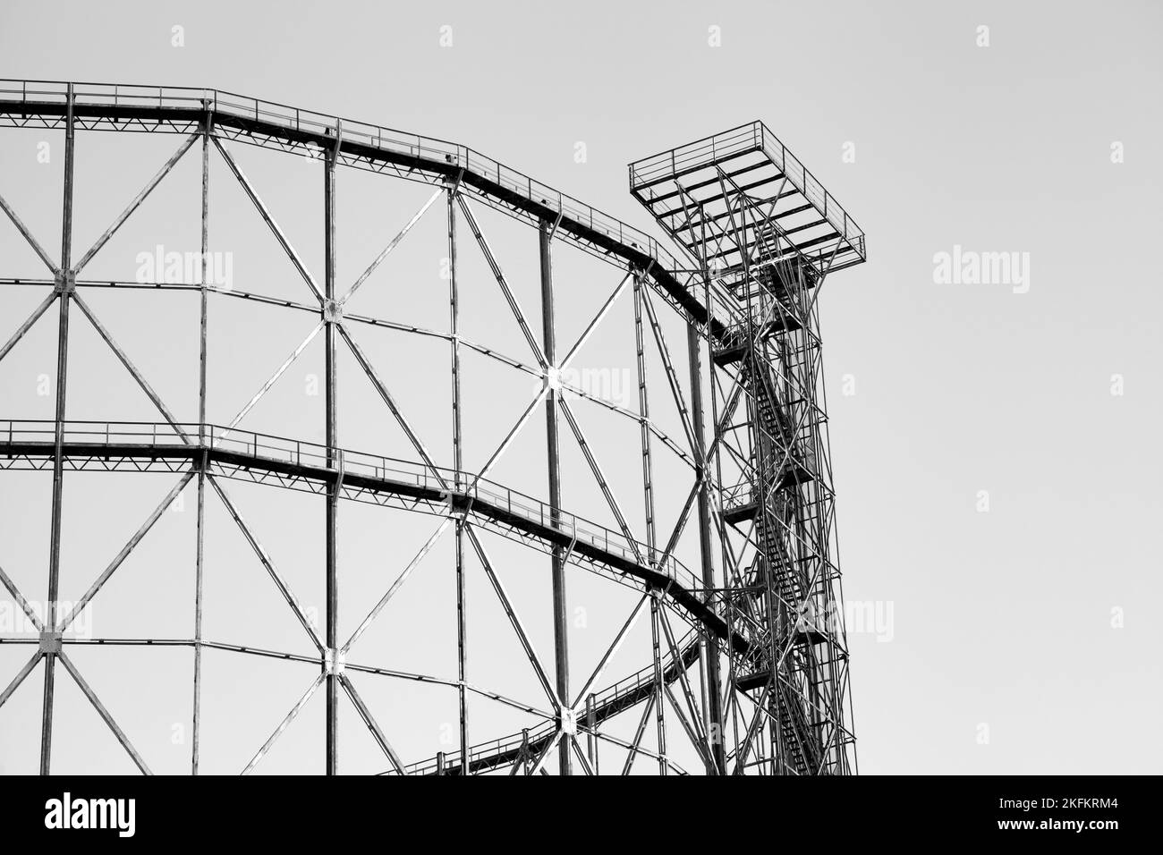 Archäologie der industriellen Architektur: ALTEN GASOMETER CLOSEUP/Textur Stockfoto