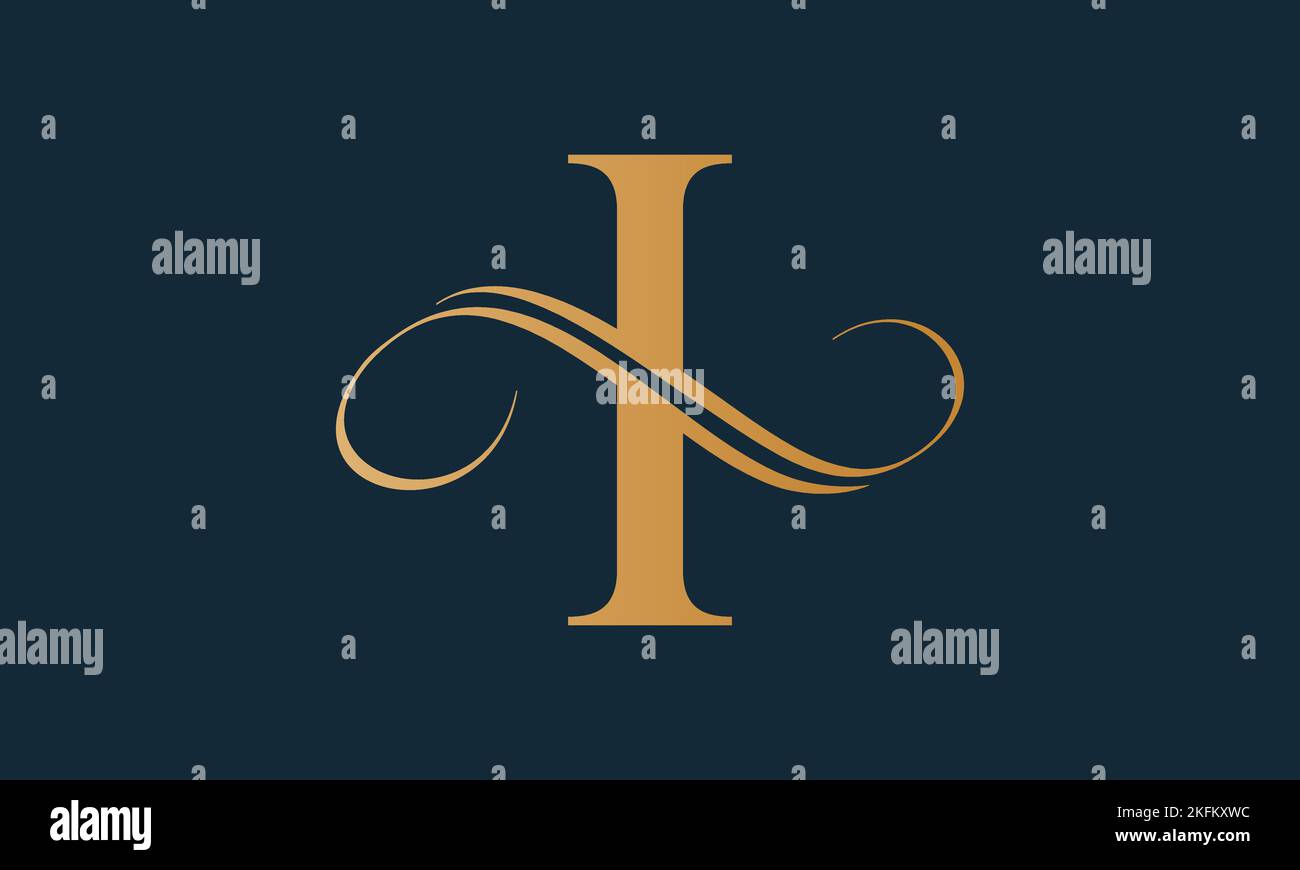 Luxuriöse Buchstaben-i-Logo-Vorlage in Goldfarbe. Modernes, trendiges Initial Luxury i Letter Logo-Design. Royal Premium Letter i Logo Design Vektor Vorlage. Stock Vektor