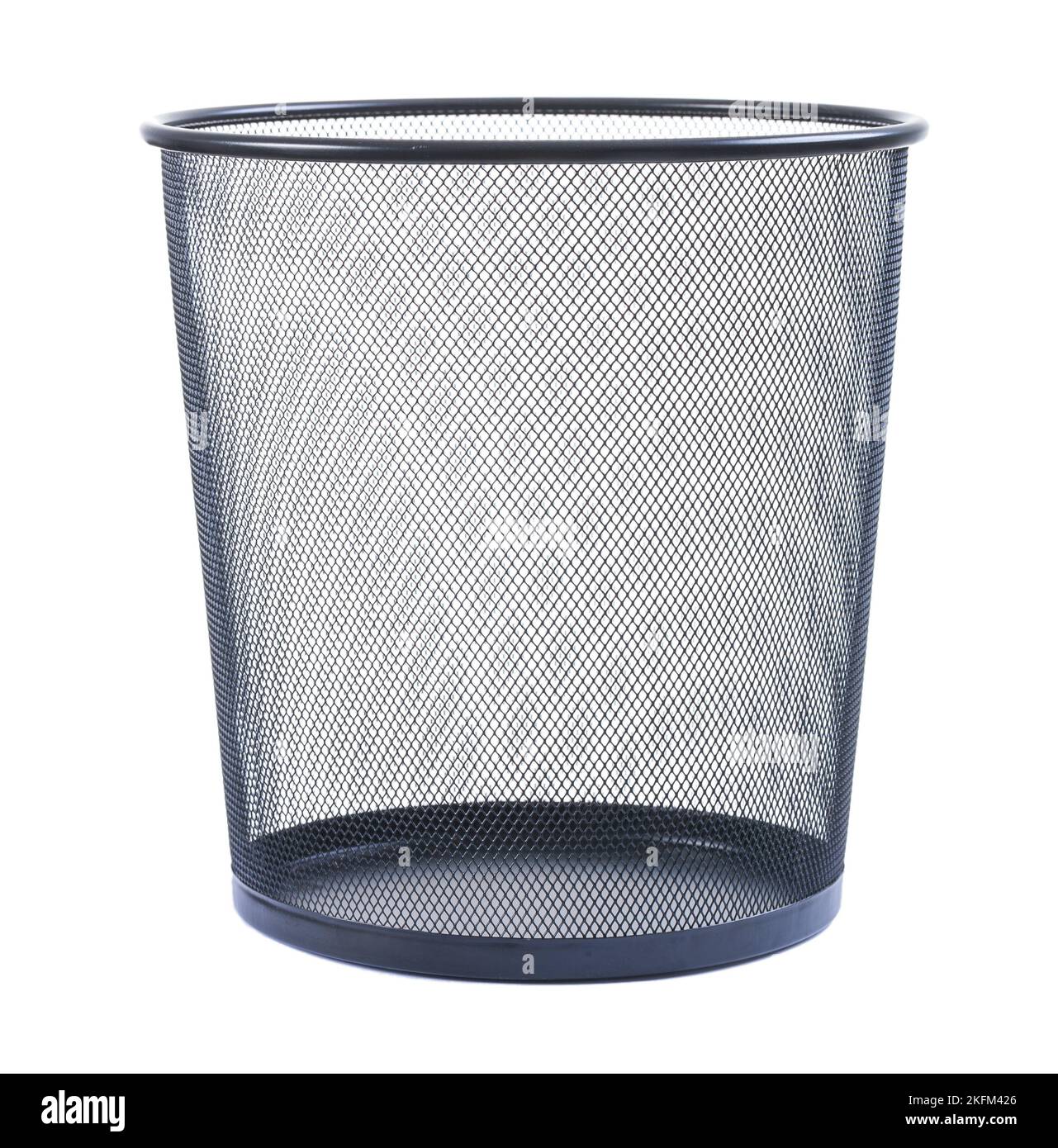 Leerer Papierkorb auf weißem Hintergrund Stockfoto
