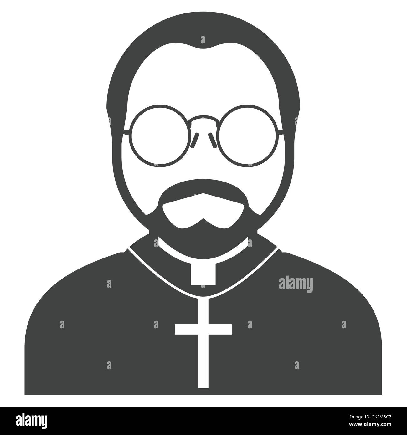 Katholische Priester-Ikone, Avatar des christlichen Pastors in specs, sonntagshomilie, Vektor Stock Vektor