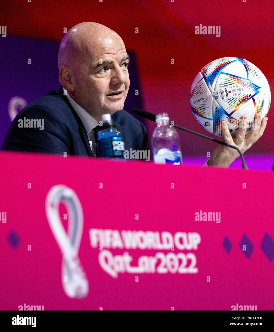 19.11.2022, Doha Katar Katar Pressekonferenz mit Gianni Infantino Fussball; Saison 2022/23 Foto: Moritz Müller Copyright (nur für journalistische Z Stockfoto