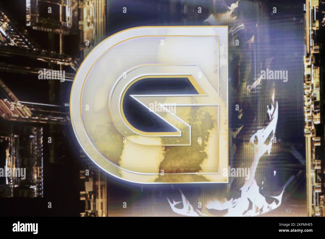 18. November 2022, Berlin: Das Logo der Team Guild Esports bei der VALORANT: Game Changers Championship 2022 im LEC Studio. Foto: Gerald Matzka/dpa Stockfoto