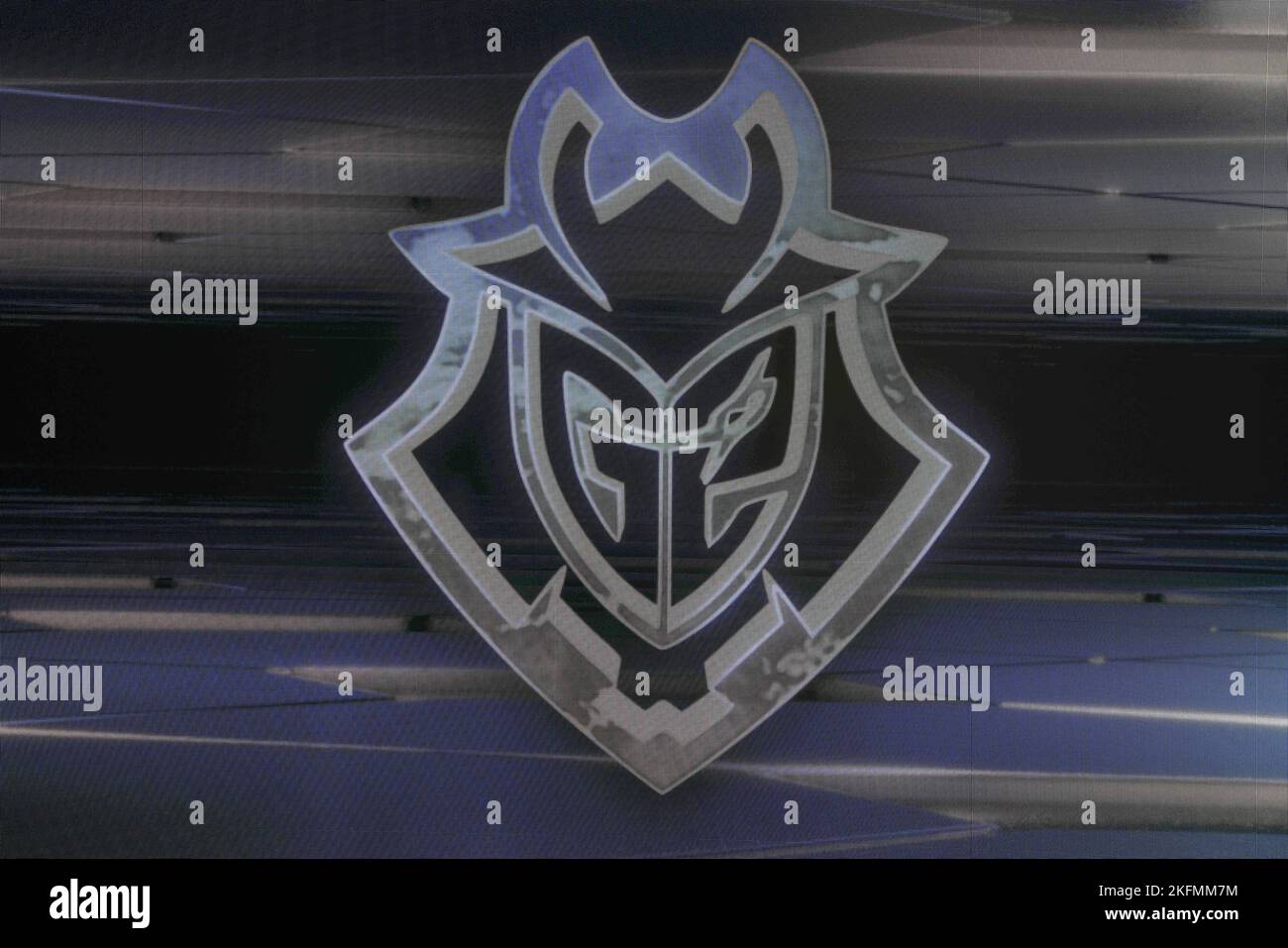 18. November 2022, Berlin: Das Logo des Teams G2 Esports bei der VALORANT: Game Changers Championship 2022 im LEC Studio. Foto: Gerald Matzka/dpa Stockfoto