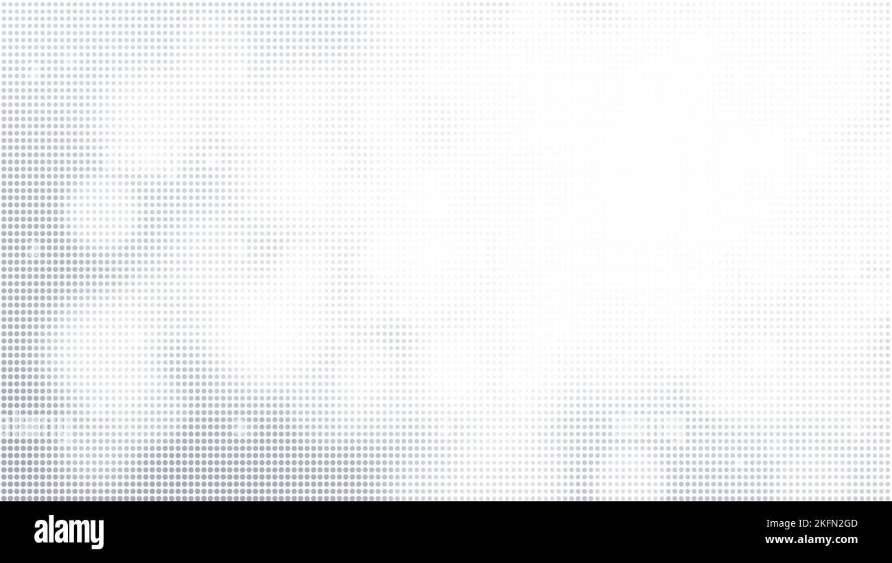 Abstraktes graues Halbtonmuster auf weißem Hintergrund mit Kopierraum. Gepunktetes Muster für Vorlage, Broschüre, Visitenkarte, Webseite usw. 4K Auflösung. Stockfoto