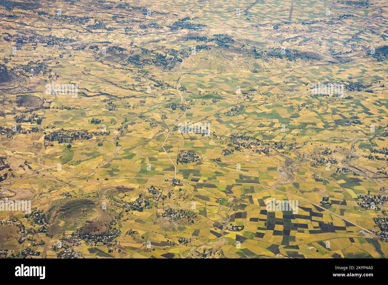 Die äthiopische Landschaft südlich von Addis Abeba aus der Vogelperspektive Stockfoto