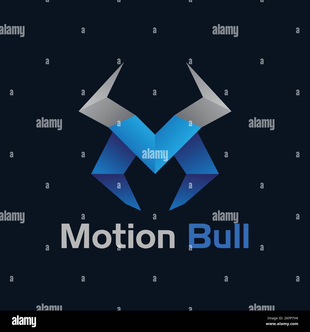 M Buchstabe Angry Bull Ox Head Motion Digital Media Sport Automobile Logo mit Gradient Stock Vektor