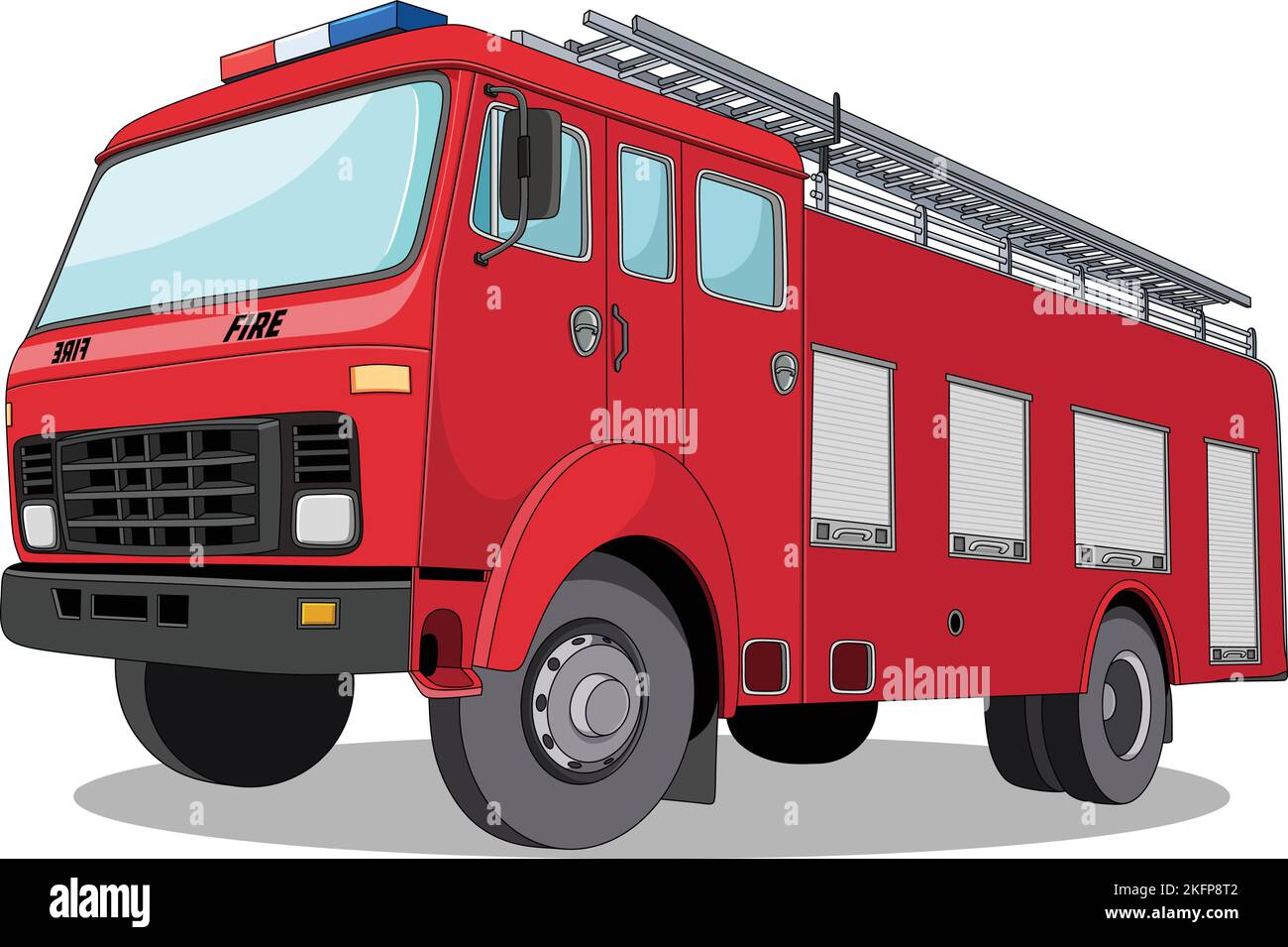 Vektor-Illustration von Feuerwehrmotor Karikatur Stock Vektor