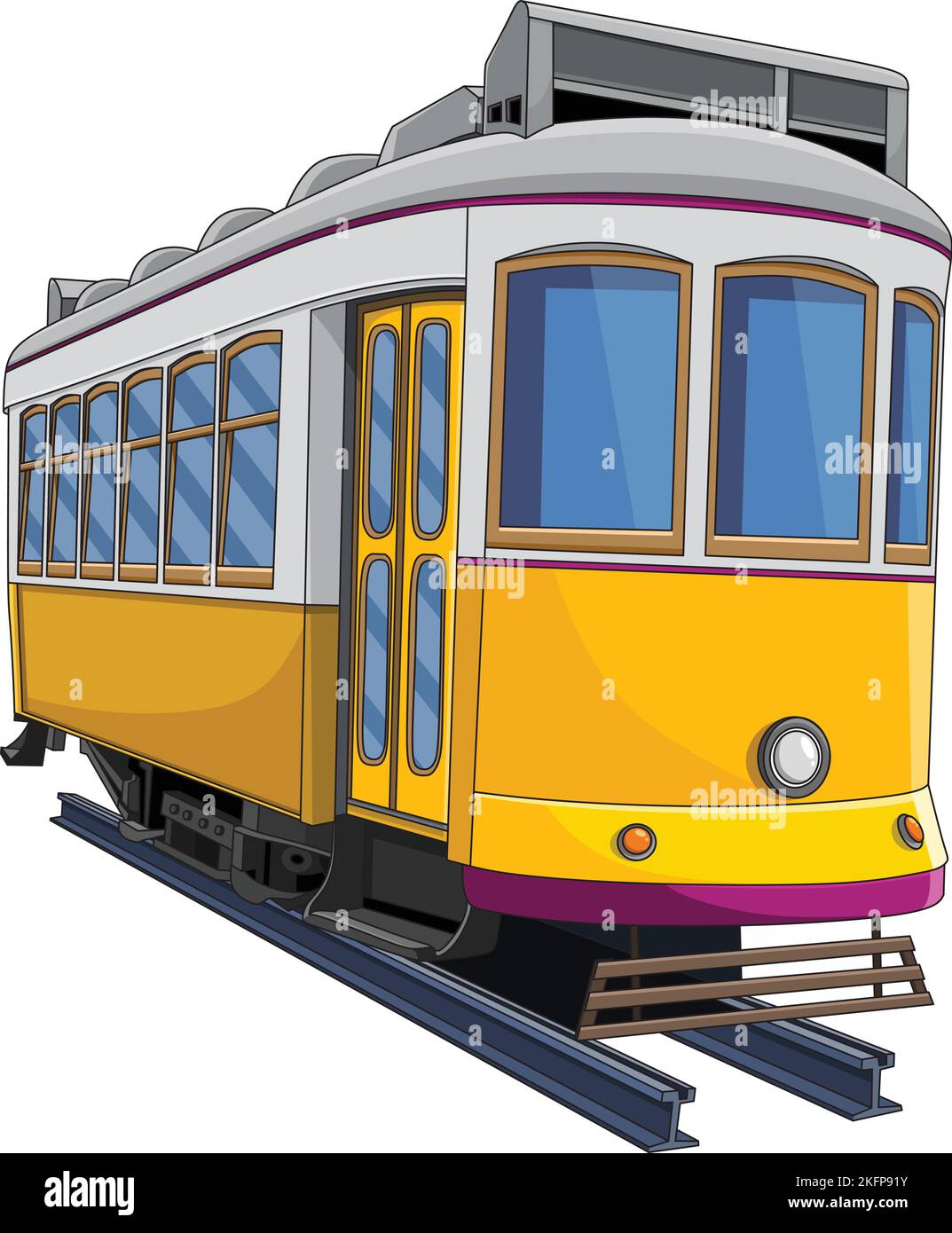 Cartoon-Vektorgrafik der gelben Straßenbahn Stock Vektor