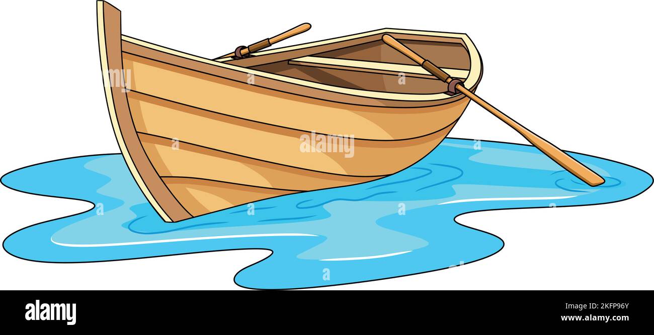 Holzboot Cartoon Vektor Illustration Stock Vektor