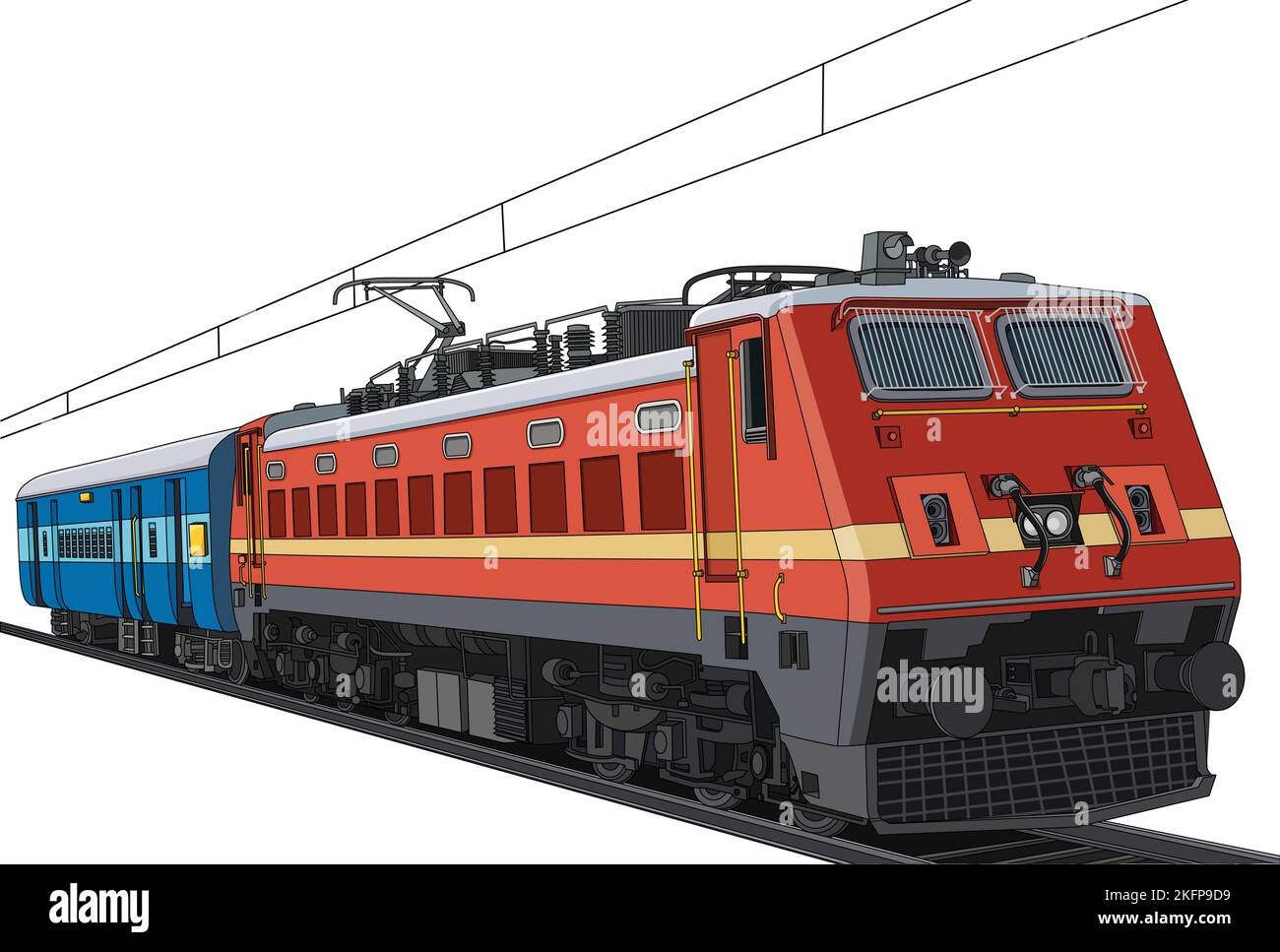 Indian Train Cartoon Vektor Illustration Stock Vektor