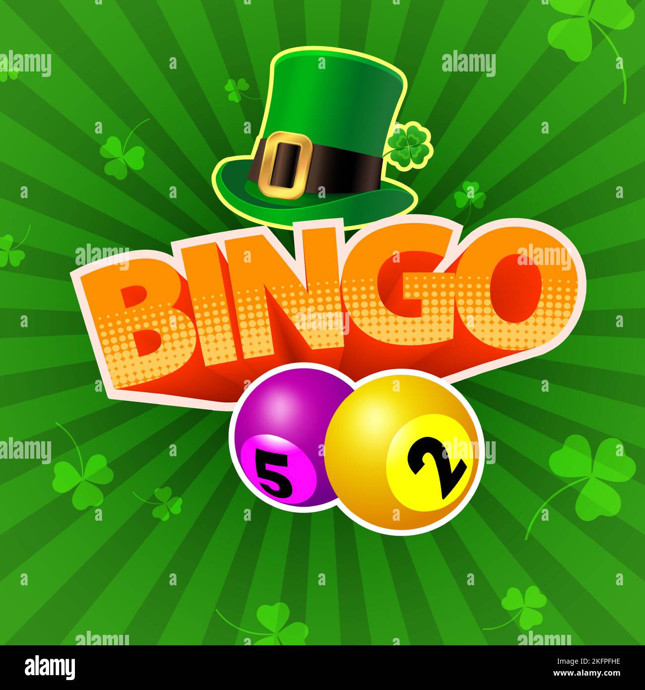 Irisches Bingo-Banner im Pop-Art-Stil für Druck und Design.Vektordarstellung. Stock Vektor