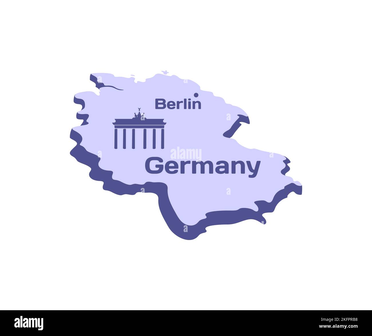 Deutschland, Berlin, Brandenburger Tor in Potsdam, Karte, Grafikdesign. Land, Attraktionen, Reisen, Wahrzeichen und berühmter Ort, Vektordesign Stock Vektor